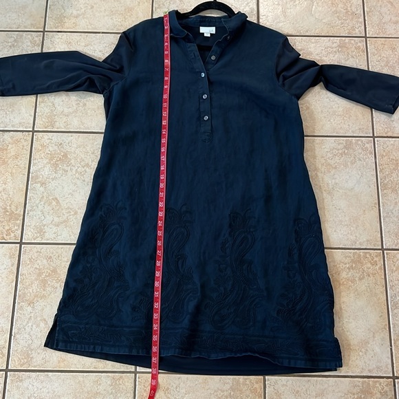 J.Jill Linen & Embroidered Front Navy Blue Tunic, Sz Large - Picture 9 of 9